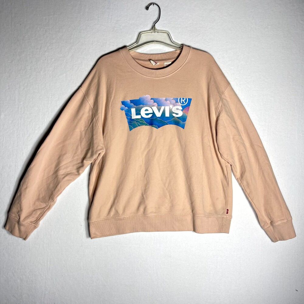 Levi's Pink/Rose Crew neck Sweater with chest design Womens size L